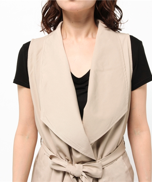 Re:EDIT（リエディ）の「ノースリーブトレンチコート/ジレンチ/テロンチ/スプリングコート[Re:EDIT/リエディ]（トレンチコート・レディース・ベージュ/ダークベージュ/ブラック/グレイッシュベージュ/カーキ・MEDIUM）」の20枚目の写真