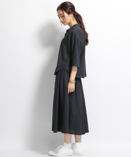 A part by（アパートバイ）の「LRシャツ*スカートセットアップ 729226 （ワンピース・レディース・ベージュ/ネイビー/レンガ・FREE）」の16枚目の写真