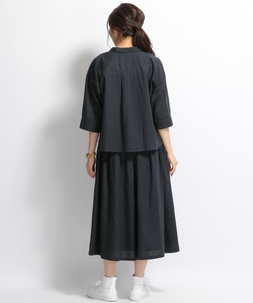 A part by（アパートバイ）の「LRシャツ*スカートセットアップ 729226 （ワンピース・レディース・ベージュ/ネイビー/レンガ・FREE）」の17枚目の写真