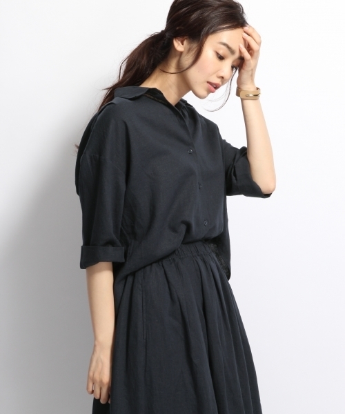 A part by（アパートバイ）の「LRシャツ*スカートセットアップ 729226 （ワンピース・レディース・ベージュ/ネイビー/レンガ・FREE）」の18枚目の写真