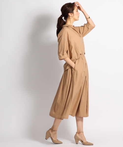 A part by（アパートバイ）の「LRシャツ*スカートセットアップ 729226 （ワンピース・レディース・ベージュ/ネイビー/レンガ・FREE）」の21枚目の写真