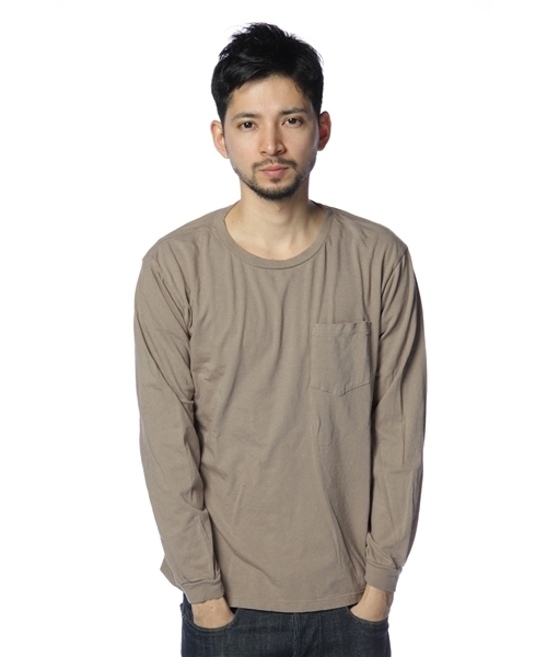BEAMS（ビームス）の「HANES×BEAMS / 別注 L/SポケットTEE（Tシャツ/カットソー・メンズ・ホワイト/ブラック/レッド/クリーム/グレー/ベージュ/ネイビー・SMALL/MEDIUM/LARGE）」の5枚目の写真