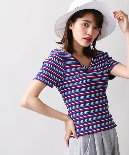 WEGO(ウィゴー)の「WEGO/2WAYショートTシャツ(Tシャツ/カットソー・レディース・ホワイト系その他5/ブラック/ピンク/オフホワイト/レッド/マスタード/その他1・FREE)」の1枚目の写真