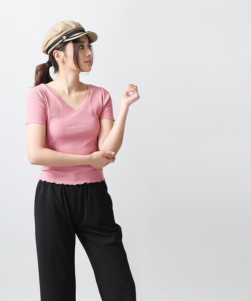 WEGO(ウィゴー)の「WEGO/2WAYショートTシャツ(Tシャツ/カットソー・レディース・ホワイト系その他5/ブラック/ピンク/オフホワイト/レッド/マスタード/その他1・FREE)」の14枚目の写真