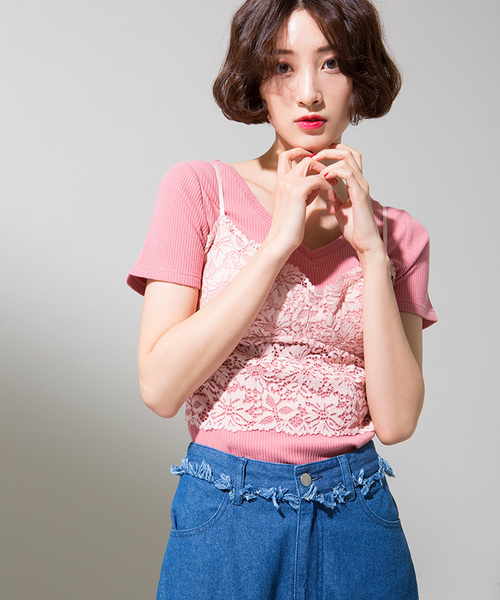 WEGO(ウィゴー)の「WEGO/2WAYショートTシャツ(Tシャツ/カットソー・レディース・ホワイト系その他5/ブラック/ピンク/オフホワイト/レッド/マスタード/その他1・FREE)」の17枚目の写真