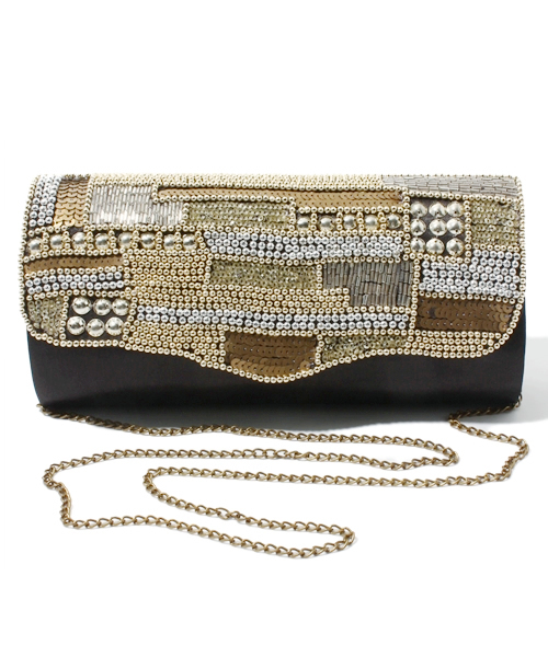 matelasse durer（マトラッセ デュレ）の「【matelasse durer】メタルビーズクラッチバッグ（クラッチバッグ・レディース・モカ/ブラック・00）」の2枚目の写真