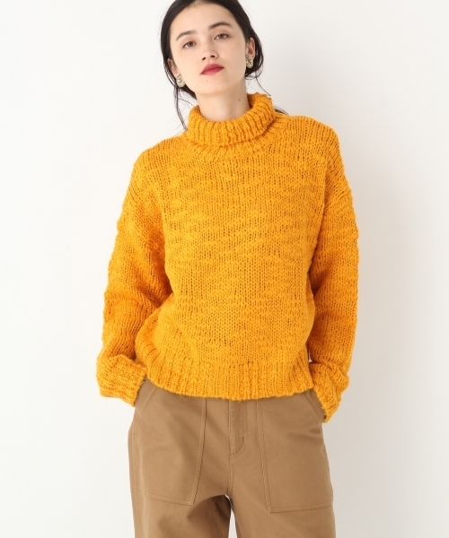 A part by（アパートバイ）の「3GスラブドロップハイネックニットPO 772735 （ニット/セーター・レディース・ブラック/オフホワイト/イエロー・FREE）」の3枚目の写真