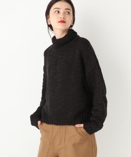 A part by（アパートバイ）の「3GスラブドロップハイネックニットPO 772735 （ニット/セーター・レディース・ブラック/オフホワイト/イエロー・FREE）」の2枚目の写真