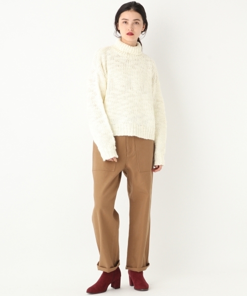 A part by（アパートバイ）の「3GスラブドロップハイネックニットPO 772735 （ニット/セーター・レディース・ブラック/オフホワイト/イエロー・FREE）」の4枚目の写真