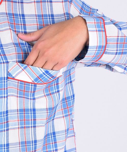 SHIPS Days（シップスデイズ）の「【WEB限定】SHIPS Days: チェック パジャマ (BLUE)（ルームウェア/パジャマ・メンズ・ブルー・S～Ｍ/M～Ｌ）」の8枚目の写真