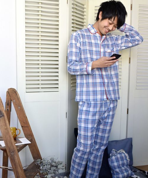 SHIPS Days（シップスデイズ）の「【WEB限定】SHIPS Days: チェック パジャマ (BLUE)（ルームウェア/パジャマ・メンズ・ブルー・S～Ｍ/M～Ｌ）」の2枚目の写真