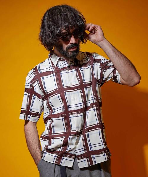 UNITED TOKYO（ユナイテッドトウキョウ）の「ビッグチェックショートスリーブシャツ（シャツ/ブラウス・メンズ・ブラウン/オレンジ・1/2/3）」の7枚目の写真