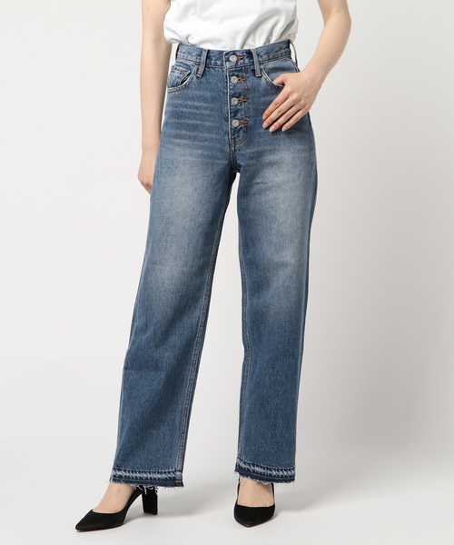 MOUSSY（マウジー）の「FRONT BUTTON WIDE DENIM（デニムパンツ・レディース・ダークブルー/ブルー・25inch/23inch/24inch/27inch/26inch）」の7枚目の写真