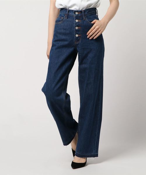 MOUSSY（マウジー）の「FRONT BUTTON WIDE DENIM（デニムパンツ・レディース・ダークブルー/ブルー・25inch/23inch/24inch/27inch/26inch）」の8枚目の写真