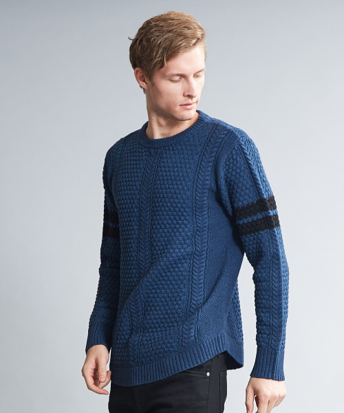 5351 POUR LES HOMMES（ゴーサンゴーイチプールオム）の「ポップコーンカノコクルーネックニット（ニット/セーター・メンズ・ブラック/オフホワイト/ブルー・44/46/48）」の3枚目の写真