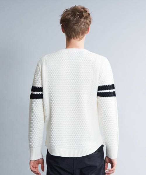 5351 POUR LES HOMMES（ゴーサンゴーイチプールオム）の「ポップコーンカノコクルーネックニット（ニット/セーター・メンズ・ブラック/オフホワイト/ブルー・44/46/48）」の6枚目の写真