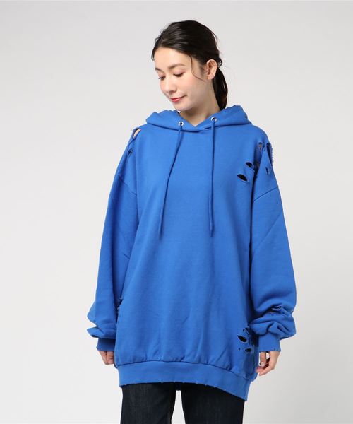 PUNYUS(プニュズ)の「クラッシュELKパーカー(パーカー・レディース・ブルー/パープル/ブラック/オレンジ・3/4)」の2枚目の写真