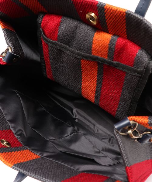 KOBE LETTUCE（コウベレタス）の「2Wayペーパー風ストライプトートバッグ（トートバッグ・レディース・ネイビー/ブラウン/ブラック・FREE）」の10枚目の写真