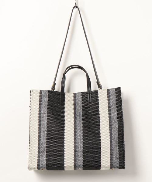 KOBE LETTUCE（コウベレタス）の「2Wayペーパー風ストライプトートバッグ（トートバッグ・レディース・ネイビー/ブラウン/ブラック・FREE）」の18枚目の写真