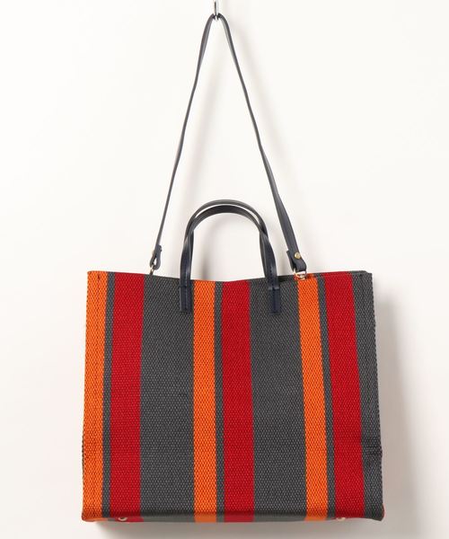 KOBE LETTUCE（コウベレタス）の「2Wayペーパー風ストライプトートバッグ（トートバッグ・レディース・ネイビー/ブラウン/ブラック・FREE）」の8枚目の写真