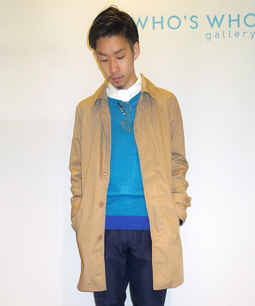 WHO'S WHO gallery(フーズフーギャラリー)の「【WEB限定価格】ポプリンステンカラーコート(ステンカラーコート・メンズ・ネイビー/ブルー/ベージュ/レッド・LARGE/MEDIUM)」の2枚目の写真