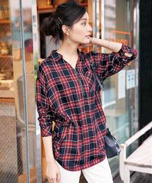 BELLUNA | チェック柄ジッパー使いシャツチュニック(チュニック)