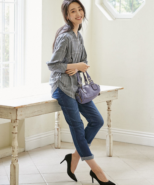 BELLUNA（ベルーナ）の「チェック柄ジッパー使いシャツチュニック（チュニック・レディース・グレー系その他/レッド系その他/ネイビー・MEDIUM/LARGE/X-LARGE）」の8枚目の写真