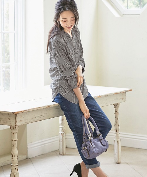 BELLUNA（ベルーナ）の「チェック柄ジッパー使いシャツチュニック（チュニック・レディース・グレー系その他/レッド系その他/ネイビー・MEDIUM/LARGE/X-LARGE）」の19枚目の写真