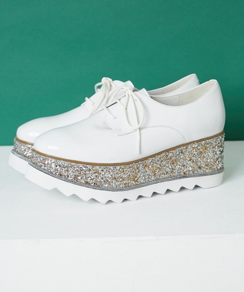 STACCATO（スタッカート）の「グリッタープラットフォームシューズ（ドレスシューズ・レディース・オフホワイト/ライトブラック・24.5cm/22.5cm/23cm/23.5cm/24cm/22cm）」の20枚目の写真