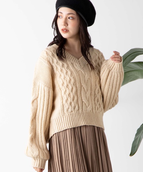 WEGO（ウィゴー）の「WEGO/ロービングバックリボンセーター（ニット/セーター・レディース・杢グレー/ライトベージュ/ダークベージュ/カーキ・FREE）」の3枚目の写真