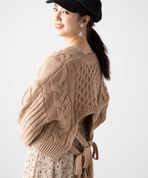 WEGO（ウィゴー）の「WEGO/ロービングバックリボンセーター（ニット/セーター・レディース・杢グレー/ライトベージュ/ダークベージュ/カーキ・FREE）」の4枚目の写真