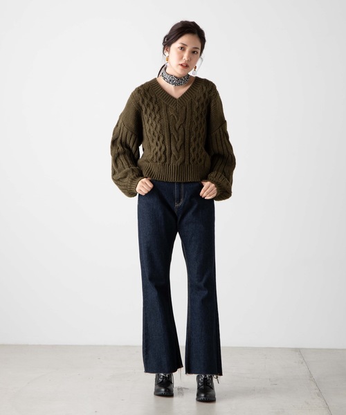 WEGO（ウィゴー）の「WEGO/ロービングバックリボンセーター（ニット/セーター・レディース・杢グレー/ライトベージュ/ダークベージュ/カーキ・FREE）」の14枚目の写真