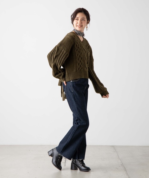 WEGO（ウィゴー）の「WEGO/ロービングバックリボンセーター（ニット/セーター・レディース・杢グレー/ライトベージュ/ダークベージュ/カーキ・FREE）」の16枚目の写真