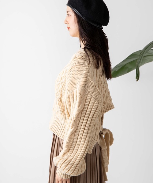 WEGO（ウィゴー）の「WEGO/ロービングバックリボンセーター（ニット/セーター・レディース・杢グレー/ライトベージュ/ダークベージュ/カーキ・FREE）」の18枚目の写真