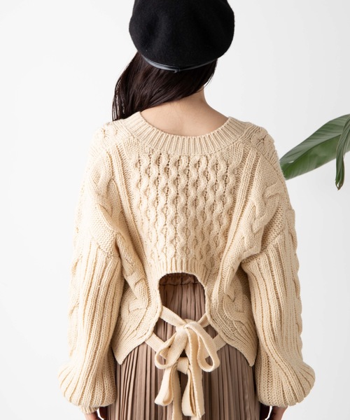 WEGO（ウィゴー）の「WEGO/ロービングバックリボンセーター（ニット/セーター・レディース・杢グレー/ライトベージュ/ダークベージュ/カーキ・FREE）」の19枚目の写真