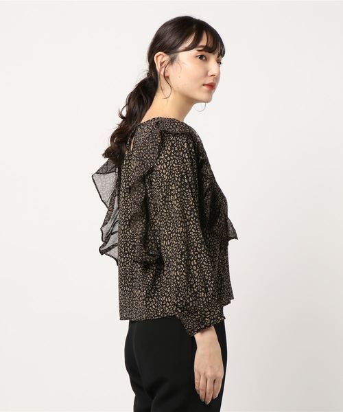 flower（フラワー）の「レオパードフリルブラウス（シャツ/ブラウス・レディース・ブラック/ベージュ・FREE）」の3枚目の写真
