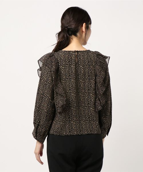 flower（フラワー）の「レオパードフリルブラウス（シャツ/ブラウス・レディース・ブラック/ベージュ・FREE）」の4枚目の写真