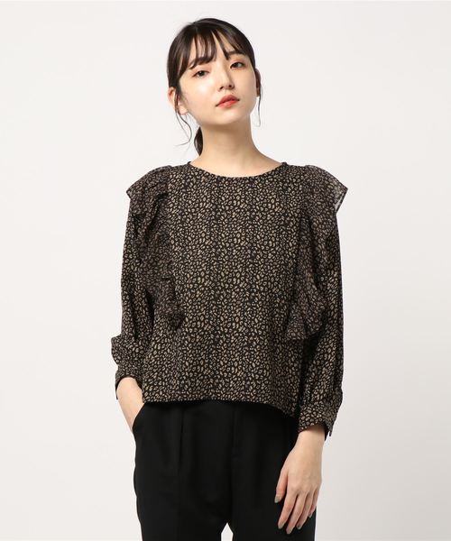 flower（フラワー）の「レオパードフリルブラウス（シャツ/ブラウス・レディース・ブラック/ベージュ・FREE）」の6枚目の写真