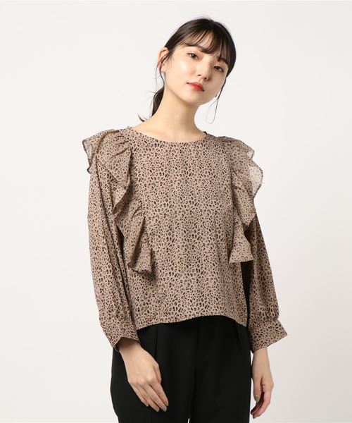 flower（フラワー）の「レオパードフリルブラウス（シャツ/ブラウス・レディース・ブラック/ベージュ・FREE）」の5枚目の写真