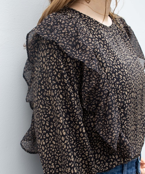 flower（フラワー）の「レオパードフリルブラウス（シャツ/ブラウス・レディース・ブラック/ベージュ・FREE）」の7枚目の写真