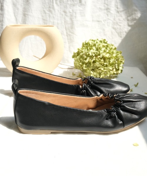 AmiAmi（アミアミ）の「ギャザーストリングフラットシューズ（パンプス・レディース・ブラック/ベージュ/ブラウン/アイボリー/シャンパン/ナチュラル/キナリ/オリーブ・LL/S/M/L）」の12枚目の写真