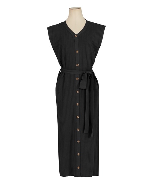 Julia Boutique（ジュリアブティック）の「フロントボタンフレンチスリーブニットワンピース/510695（ワンピース・レディース・ブラック/ベージュ/イエロー/テラコッタ/モカ/パープル/ブルー/ネイビー・M/LL/L）」の19枚目の写真