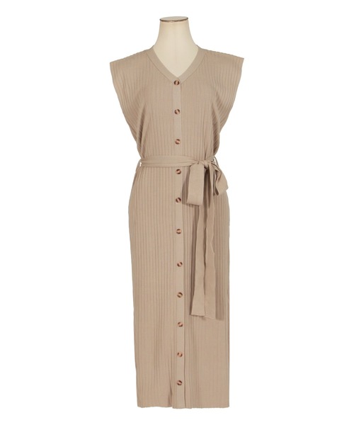 Julia Boutique（ジュリアブティック）の「フロントボタンフレンチスリーブニットワンピース/510695（ワンピース・レディース・ブラック/ベージュ/イエロー/テラコッタ/モカ/パープル/ブルー/ネイビー・M/LL/L）」の20枚目の写真