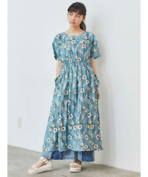 merry jenny（メリージェニー）の「flower paintロングワンピース（ワンピース・レディース・グリーン/パープル・FREE）」の7枚目の写真