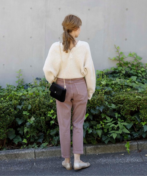 flower（フラワー）の「ボタンニットトップ（ニット/セーター・レディース・グレー/アイボリー・FREE）」の12枚目の写真