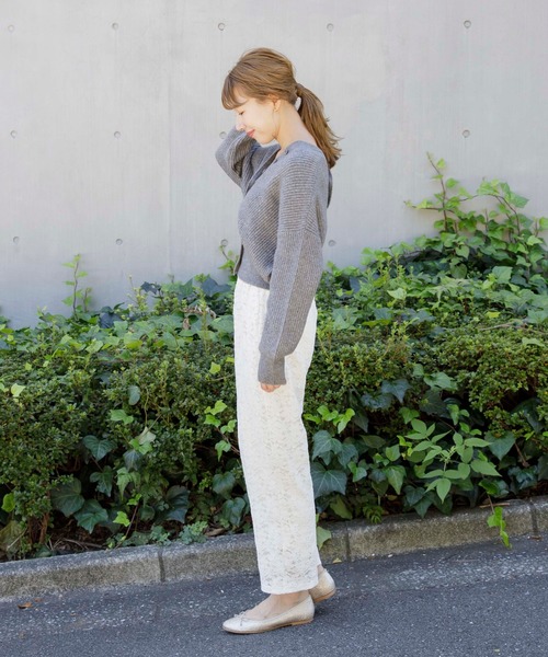 flower（フラワー）の「ボタンニットトップ（ニット/セーター・レディース・グレー/アイボリー・FREE）」の18枚目の写真