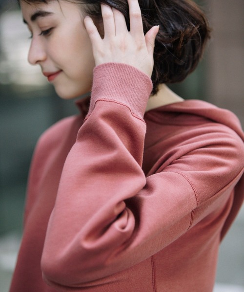 Munich（ミューニック）の「ハイガーゼライトダブルニット　スキッパーフーディー（パーカー・レディース・アイボリー/モカ/スモークピンク/ブラック・FREE）」の22枚目の写真