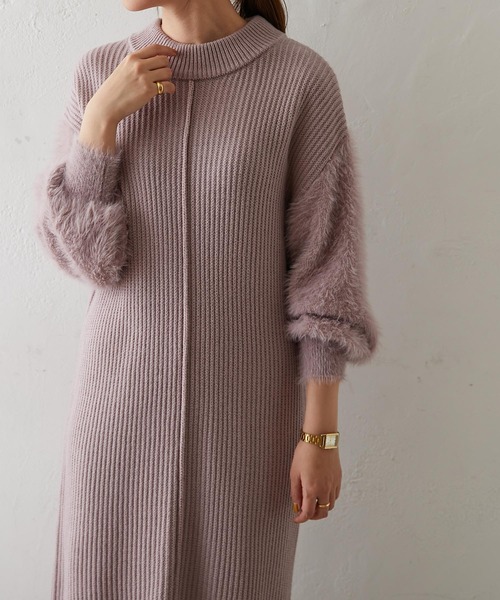 ワンピース袖シャギーハイネックニットワンピース ワンピース Discoat ディスコート のファッション