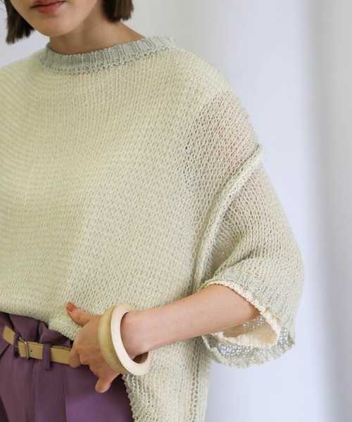 select MOCA(セレクトモカ)の「2021 SS トゥープライデザインニット(ニット/セーター・レディース・オフホワイト/ミント・FREE)」の6枚目の写真