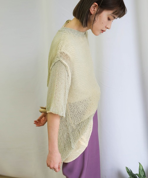 select MOCA(セレクトモカ)の「2021 SS トゥープライデザインニット(ニット/セーター・レディース・オフホワイト/ミント・FREE)」の11枚目の写真